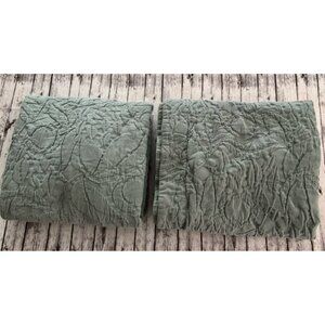 PAIR Pottery Barn Blue Gray 100% Thick Cotton Standard Pillow Shams